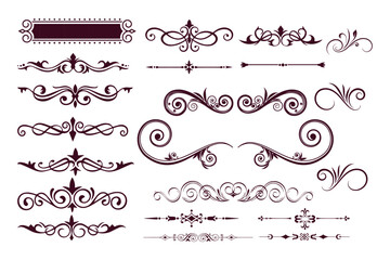 Wall Mural - universal scroll elements and ornate vintage frames, classic calligraphy swirls, and floral motifs. 