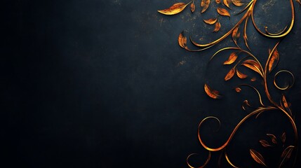 Elegant Gold Floral Design On Dark Background