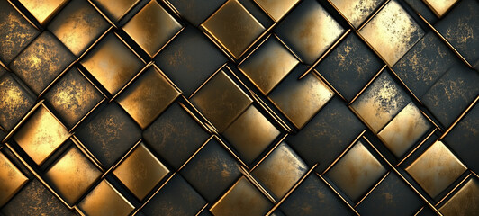 Wall Mural - abstract background with gold metal elements.