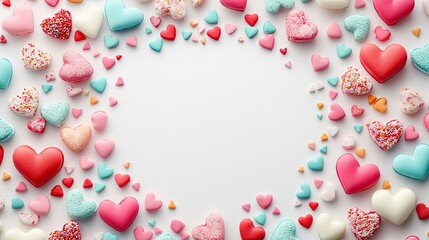 Wall Mural - Romantic close-up sweet playful valentine heart display