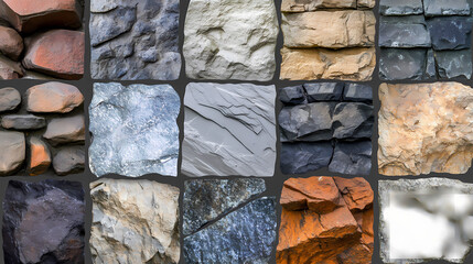 Wall Mural - A variety of natural stone textures. this photo is perfect for illustrating various stone types for construction and design projects. Glimmerstone. Illustration