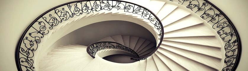 Sticker - Elegant Spiral Staircase in Architectural Setting with Contemporary Design Elements