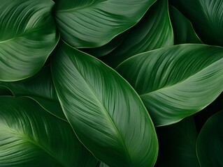 Canvas Print - Immersive Biophilic Design Vibrant Green Leaves Pattern for Tranquil Office Decor & Wellness Spaces