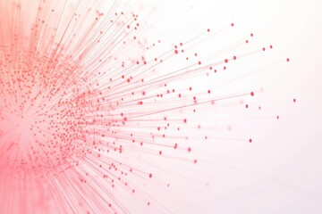 Fototapete - Graphical representation of a virus with minimalistic design and radiating elements in soft pink tones. Generative AI