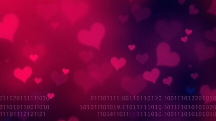 rich burgundy and deep blue Elegant hearts and binary code pattern Professional and sophisticated aesthetic