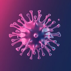 Aufkleber - Graphical representation of a virus with minimalistic design showcasing intricate features in vibrant colors. Generative AI