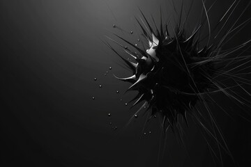Poster - Graphical representation of a minimalistic virus in a dark environment. Generative AI