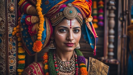 Wall Mural - woman in traditional indian costume