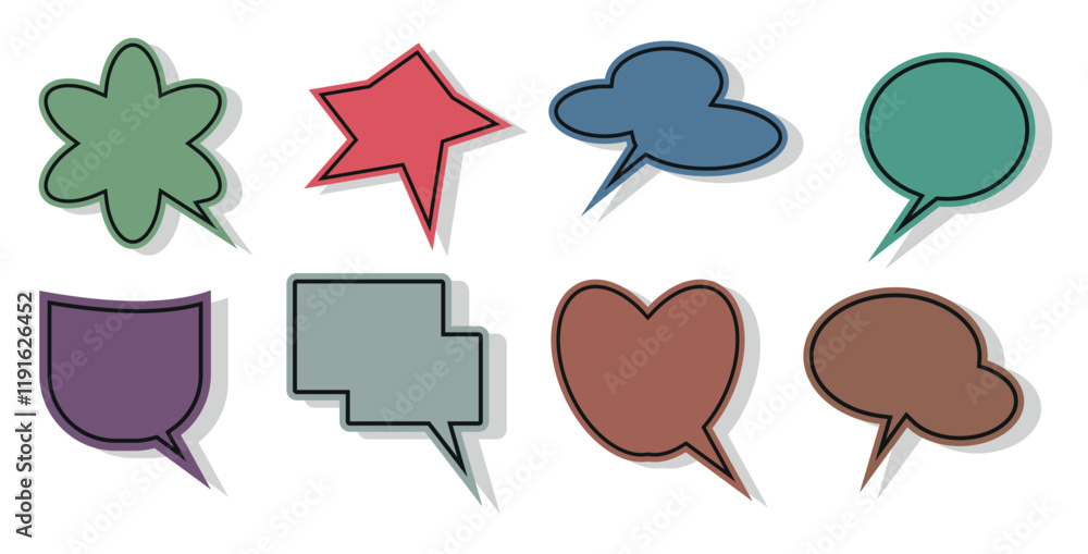 Empty color speech bubbles silhouette isolated on white background Icon ...