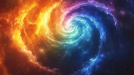 Wall Mural - colorful vortex energy creates a cosmic spiral of swirling, multicolor waves, an abstract explosion 