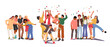 © Anna Syvak - Group of happy teenagers celebrating holiday, partying or clubbing together cartoon scene set