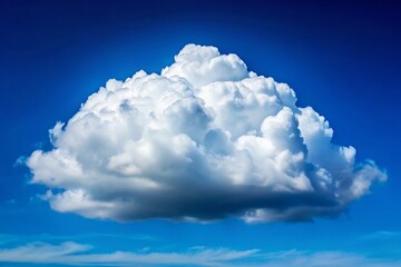 Serene Sky: Bright White Cloud Against Vivid Blue, Freedom, Peace, Nature