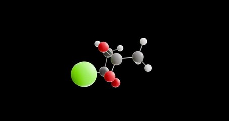 Wall Mural - Calcium acetate molecule, rotating 3D model of e263, looped video on a black background