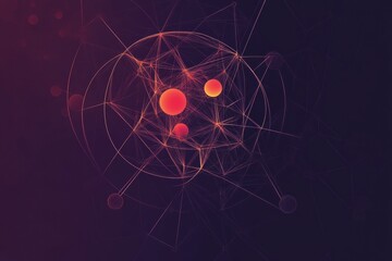 Aufkleber - Minimalistic graphical representation of a virus with vibrant colors and intricate web of connections in a dark setting. Generative AI