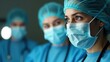 © PremiumPhoto - Medical Teamwork. Female doctors with blue scrubs surgical masks healt