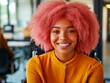 © Helen-HD - African American woman with pink hair, promoting diversity and positivity