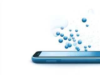 Wall Mural - Bubbles floating from a mobile phone screen, visual representation of digital communication and messaging