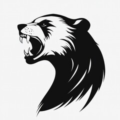 Wall Mural - Roaring bear head profile, wildlife, nature, strong, power, logo, mascot, illustration