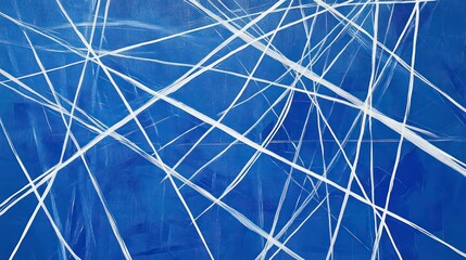 Leinwandbilder - Abstract background with white lines intersecting on a blue surface.