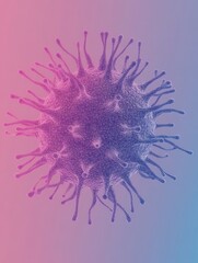 Fototapete - Graphical representation of a virus in minimalistic design with vivid colors showcasing intricate details. Generative AI