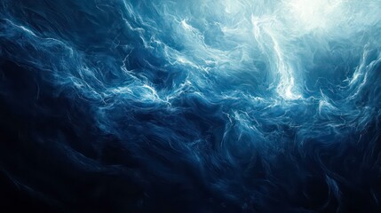 Aufkleber - Abstract swirling blue and white cloudscape, resembling ocean waves or smoke.