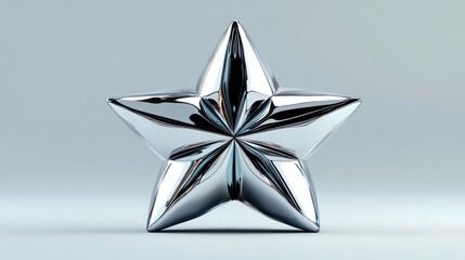 Poster - Polished chrome five-pointed star, symbol of success and achievement.