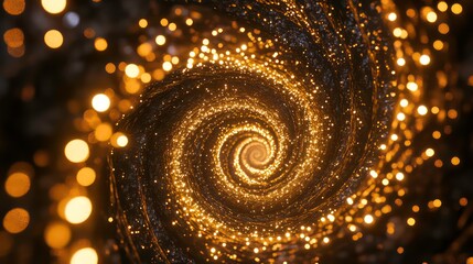 Aufkleber - Golden spiral of light particles swirling into a vortex.