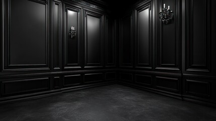 Wall Mural - Black room corner Empty dark interior background 