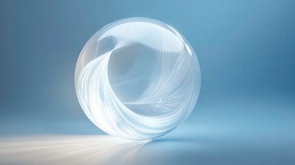 Aufkleber - Abstract glass sphere with white internal light streaks on a blue background.