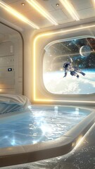 Wall Mural - orbital haven rejuvenate your senses in a space station seamless looping overlay 4k virtual video an