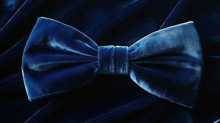 Wall Mural - Blue Velvet Bow Tie on Fabric, Fashion Accessory