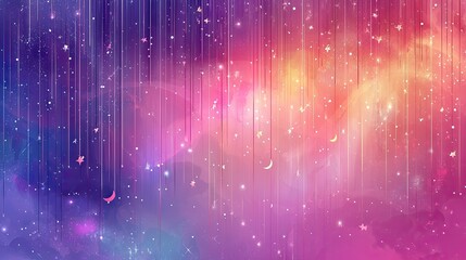 Wall Mural - cosmic rain, starlit sky, nebula backdrop, fantasy art, design element