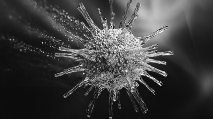 Fototapete - Graphical representation of a minimalistic virus with intricate details showcasing its structure and design elements. Generative AI