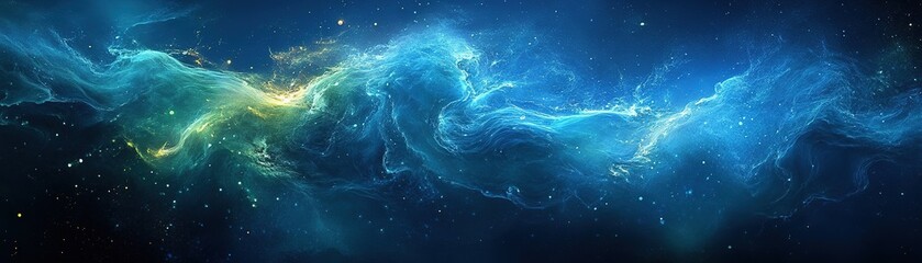 Wall Mural - dynamic cosmic swirls outer space digital artwork nebulous environment wide angle abstract cosmic co