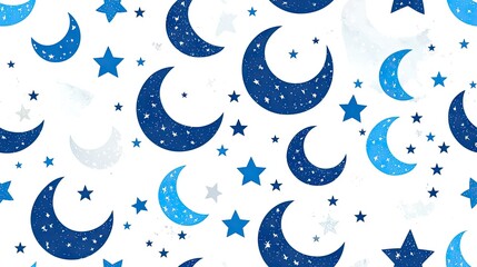 Wall Mural - celestial pattern, moon, stars, night sky, seamless design, fabric print