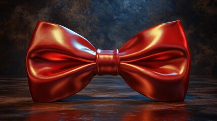 Wall Mural - Red satin bow tie, dark background, studio shot, fashion accessory