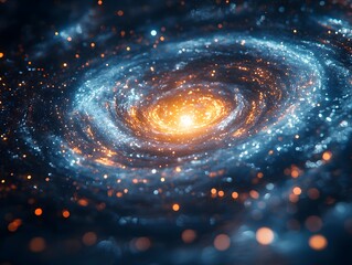 Sticker - glowing vortex of ideas swirling with orbiting icons of art science and technology