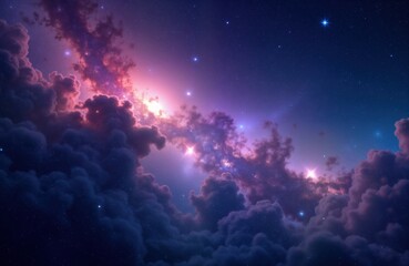 Wall Mural - colorful space galaxy with starry clouds. vast nebulae glow with vibrant colors. bright stars twinkl