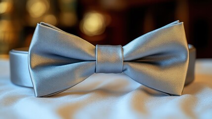 Wall Mural - Silver bow tie, wedding prep, luxury room