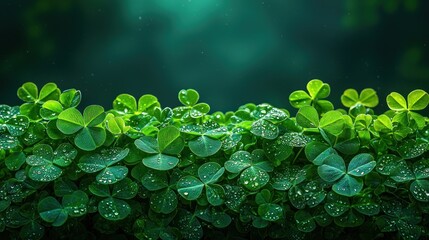 Canvas Print - Clover leaves, green.