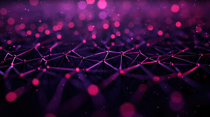 Wall Mural - purple network: abstract digital art depicting a complex network of interconnected nodes and lines, 