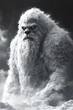 © Ali - Angry yeti, snowy landscape, monochrome art.