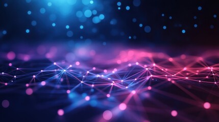 Wall Mural - abstract network connection background with glowing particles and lines.
