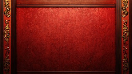 Red ornate wall panel interior design background