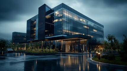 Aufkleber - Economic windfall profit development urban business hub modern architecture rainy environment dramatic viewpoint