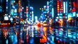 © sup - Neon City Nights: A Dazzling Reflection of Urban Lights
