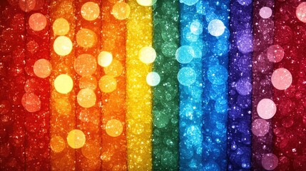 Sticker - Vibrant rainbow bokeh background with sparkling lights