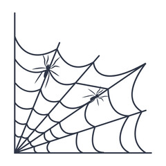 Black Spider Web Decoration. Isolated on White Background. Vector Illustration in Classic Design Pattern