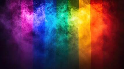 Wall Mural - Vibrant rainbow smoke pattern on a dark background