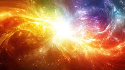 Wall Mural - Vibrant cosmic explosion with swirling colors and stars